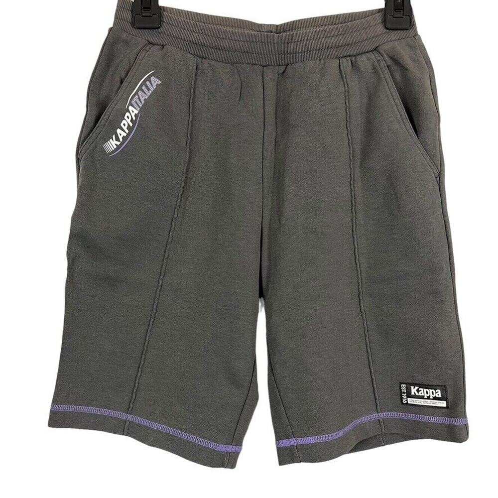 Kappa Mens Gray Knit Stretch Cotton Sporty Spell Out Logo Shorts sz M US